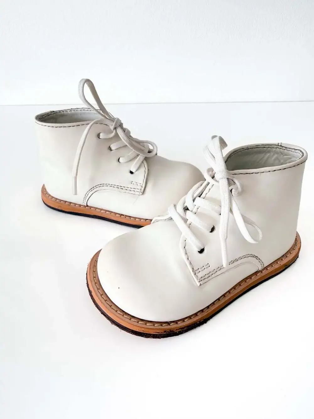 Josmo Infant Kids First Walking Leather Boots White 4.5